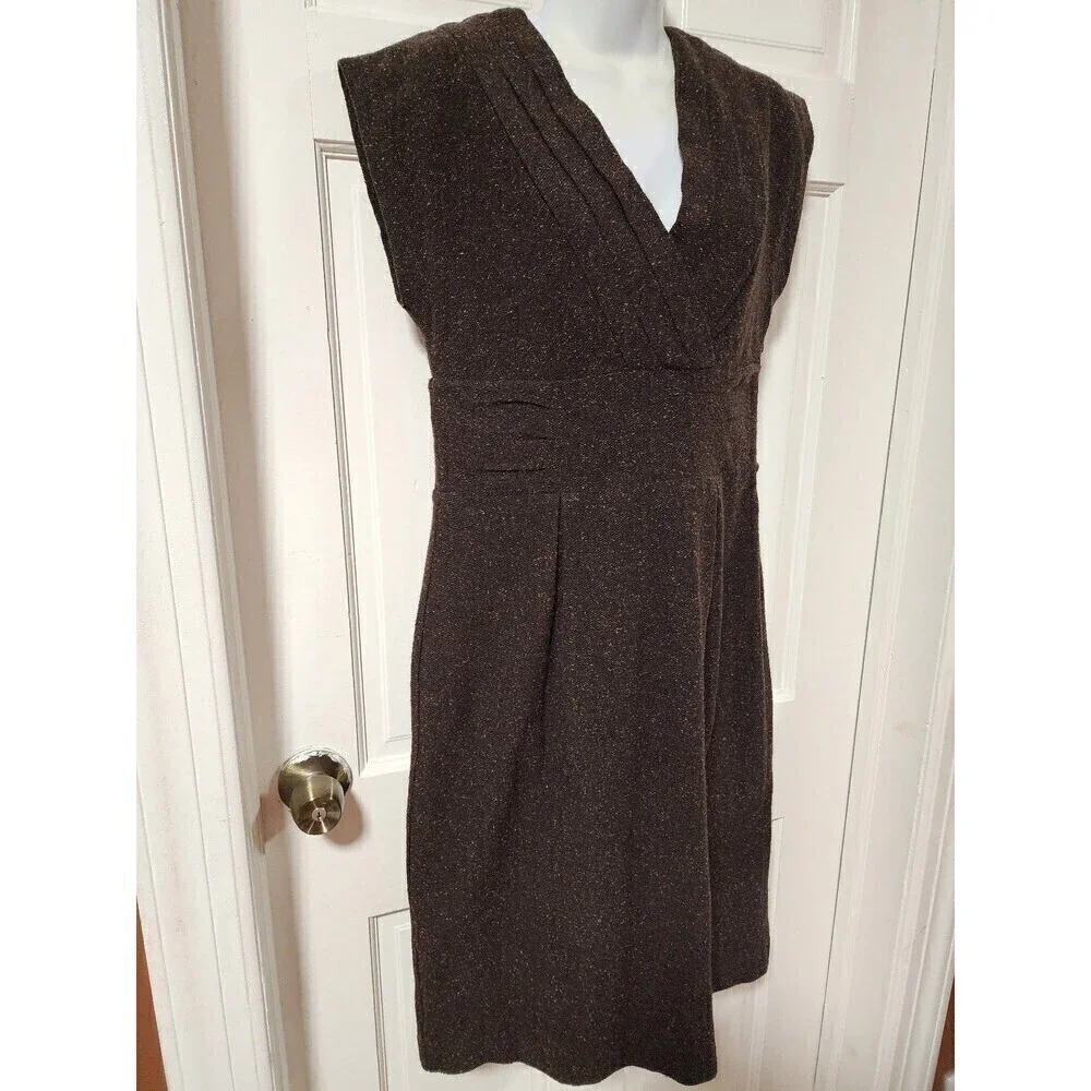 Banana Republic Tweed Pencil Dress Vintage Y2K Pleated V-neck Cap Sleeve… - Picture 12 of 12